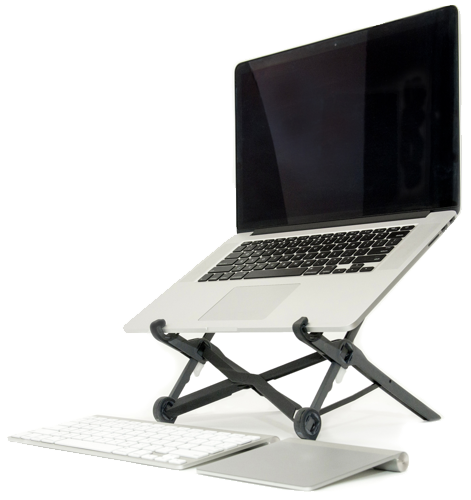 Roost Laptop stand holding a macbook